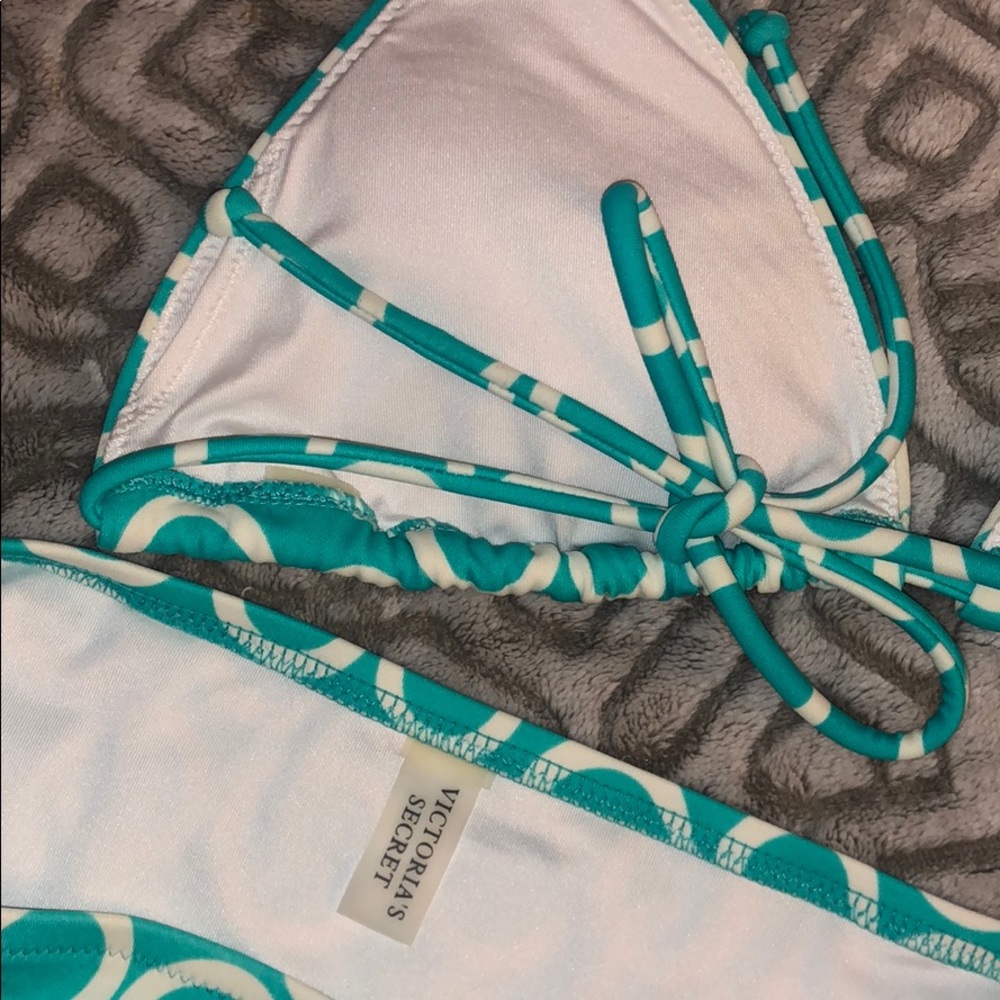 Vintage Victoria’s Secret teal/white string bikini - Picture 3 of 7